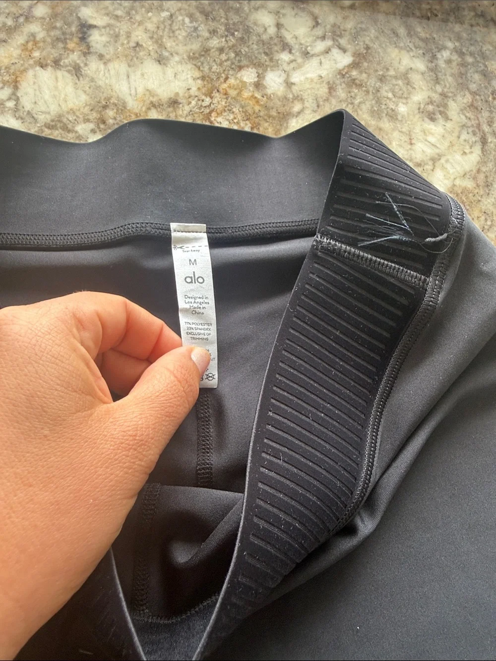 ALO Yoga Black High-Waist Performance Leggings with Textured Waistband